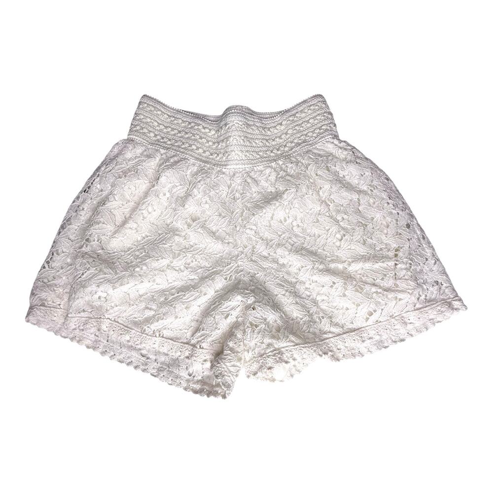 Maurices Shorts Womens Sm White Floral Crochet Overlay Lined 24" Stretch Pull On